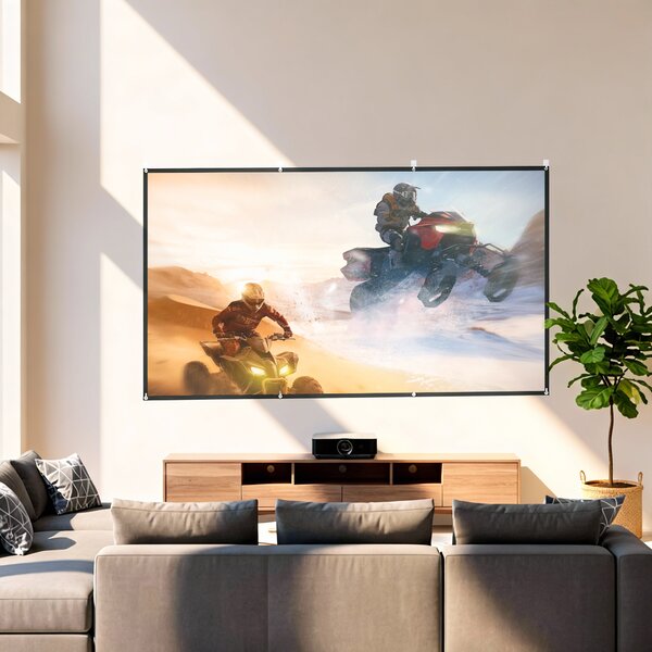 HOMCOM Telo per Proiettore 120" 16:9 HD 4K/8K Pieghevole e Portatile, Antipiega e Lavabile, Doppia Facciata, Bianco | Aosom Italy