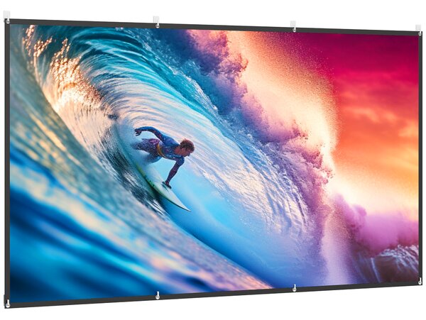 HOMCOM Telo per Proiettore 120" 16:9 HD 4K/8K Pieghevole e Portatile, Antipiega e Lavabile, Doppia Facciata, Bianco | Aosom Italy