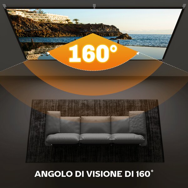 HOMCOM Telo per Proiettore 100" 16:9 HD 4K/8K Pieghevole e Portatile, Antipiega e Lavabile, Doppia Facciata, Bianco | Aosom Italy
