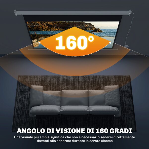 HOMCOM Telo per Proiettore 84 Pollici con Telecomando, in PVC e Metallo, 212x8x150 cm, Bianco | Aosom Italy