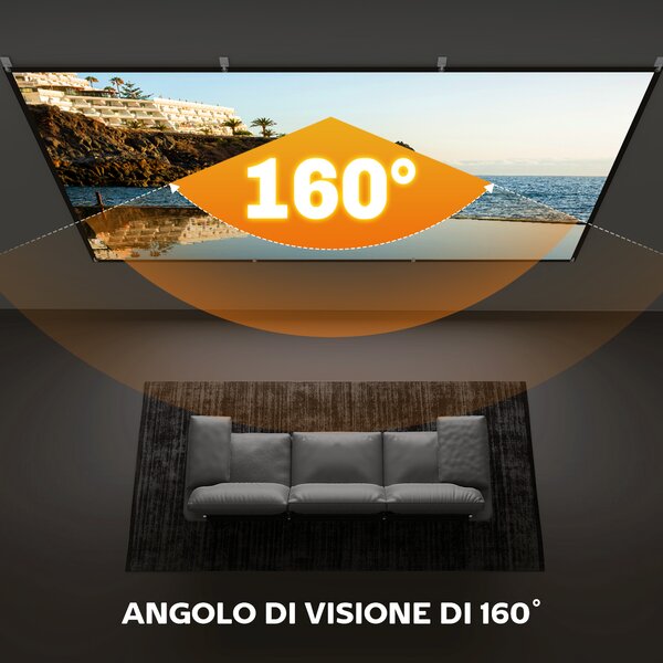 HOMCOM Telo per Proiettore 120" 16:9 HD 4K/8K Pieghevole e Portatile, Antipiega e Lavabile, Doppia Facciata, Bianco | Aosom Italy