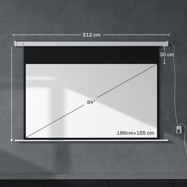HOMCOM Telo per Proiettore 84 Pollici con Telecomando, in PVC e Metallo, 212x8x150 cm, Bianco | Aosom Italy