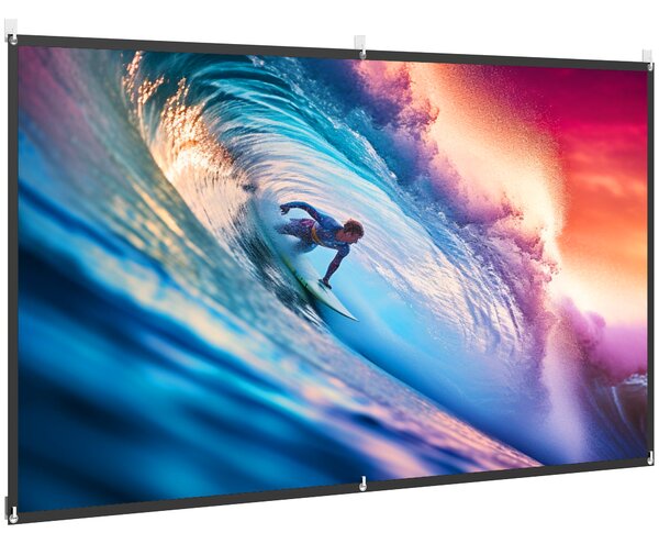 HOMCOM Telo per Proiettore 100" 16:9 HD 4K/8K Pieghevole e Portatile, Antipiega e Lavabile, Doppia Facciata, Bianco | Aosom Italy
