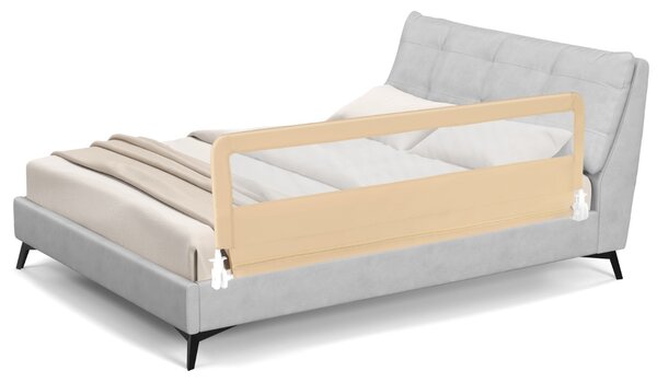 Costway Barriera letto per bambini di 180 cm con rete traspirante, Sponda di sicurezza pieghevole con barra metallica Beige