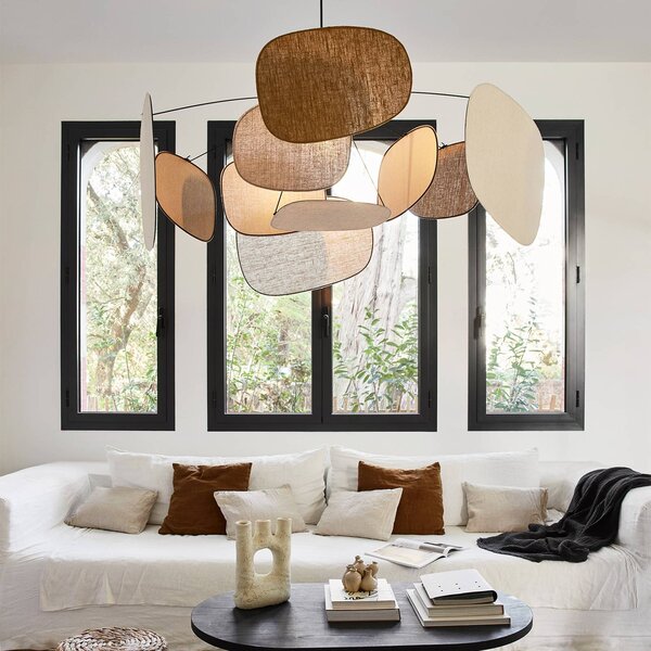 MARKET SET Lampada a sospensione Screen 70's, dimmerabile, Multicolore, Soggiorno / Sala da pranzo, Tessuto / Stoffa / Seta, Design, Lampada a sospensione