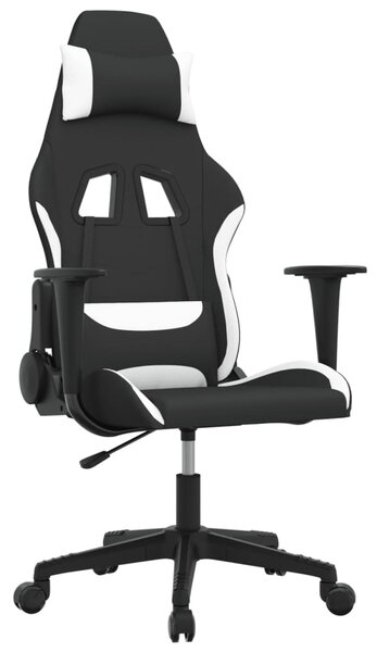 Sedia da Gaming Nero e Bianco in Tessuto
