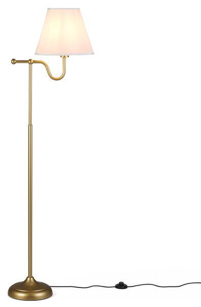 Costway Lampada piantana da terra con paralume in tessuto con asta decorativa e base ponderata in metallo, Lampada da salotto per camera da letto e soggiorno