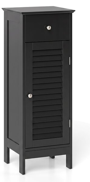 Costway Mobiletto bagno con cassetto porta a persiana ripiano regolabile, Organizer laterale per bagno Nero