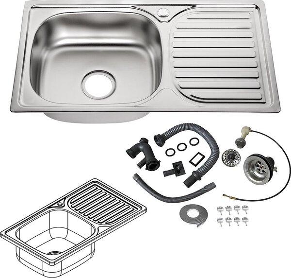 76CM lavello in acciaio inox rettangolare ripiano sinistro Lavello da cucina Lavello da incasso Unità di lavaggio Unità di lavaggio