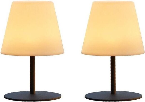 Confezione di 2 lampade da tavolo LED TWINS dimmerabili bianco caldo/bianco, senza fili, base in acciaio grigio, H16cm
