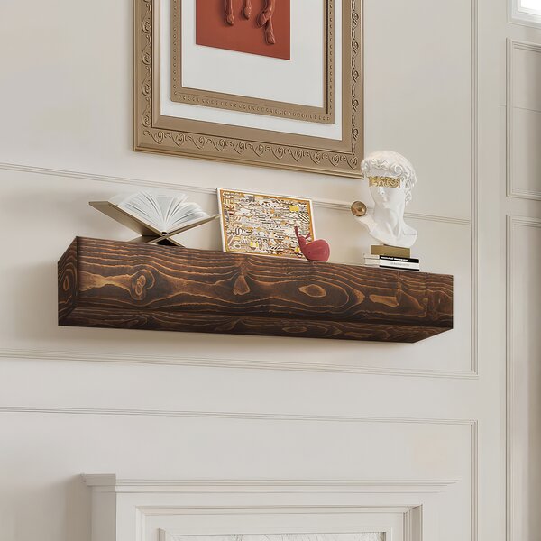 Mensola per caminetto SKYSHALO in legno naturale, 213,4 x 20,3 x 15,2 cm, contiene fino a 22,7 kg, mensola a muro in stile rustico contadino, realizzata per la parete decorativa sopra il caminetto