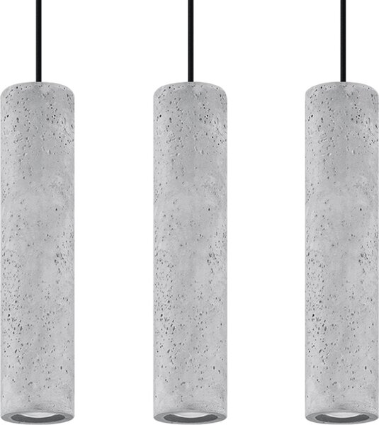 Lampada a sospensione LUVO 3L 3xGU10 10W calcestruzzo 90x6x45cm Sollux Lighting