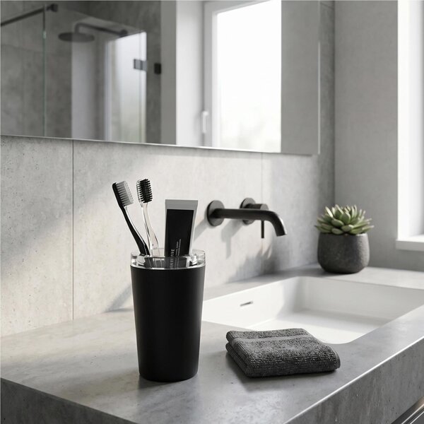 Porta Bicchiere da Appoggio LAPIANA in Ottone e Vetro Dimensioni 8x8xh13 cm verniciato nero opaco Made In Italy