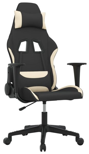 Sedia da Gaming Nero e Crema in Tessuto