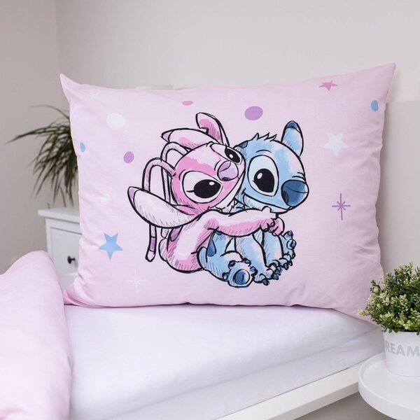 Set copripiumino e federa da bambini rosa in cotone per letto singolo 140x200 cm Lilo a Stitch "Universe" – Jerry Fabrics