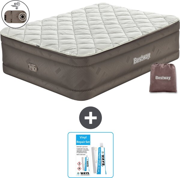 Materasso gonfiabile Bestway - 2 persone - 152 x 203 x 51 cm - Marrone - Accessori inclusi