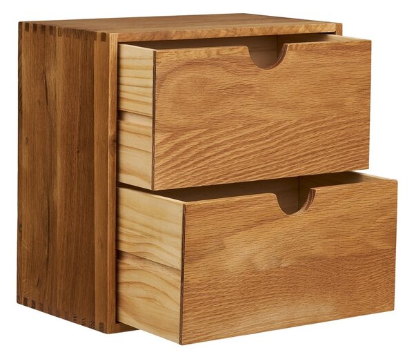 Mensola di colore naturale in rovere massiccio con ripiani multipli 18 cm Townsville – House Nordic