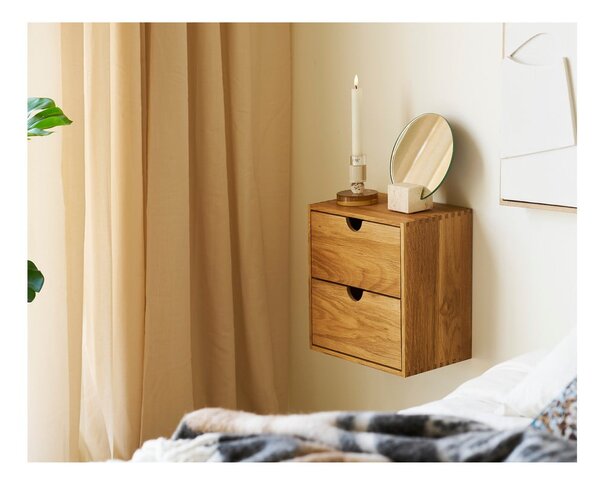 Mensola di colore naturale in rovere massiccio con ripiani multipli 18 cm Townsville – House Nordic
