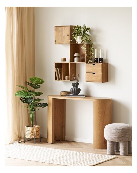 Mensola di colore naturale in rovere massiccio con ripiani multipli 18 cm Townsville – House Nordic