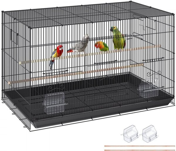 Voliera per uccelli - 76x46x45cm - gabbia per uccelli Acciaio al carbonio Q195 - casa per uccelli per 2-3 uccelli di medie e grandi dimensioni - voliera con porta di sicurezza - casa per uccelli - allevatore di uccelli