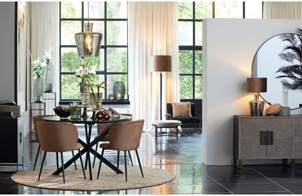 Sedia da pranzo in velluto marrone Elyna - Light & Living