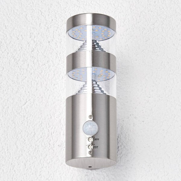 Applique da esterni a LED con sensore LANEA Lindby, Alluminio / Grigio / Zincato, Acciaio Inox, Moderno, Applique LED da esterni