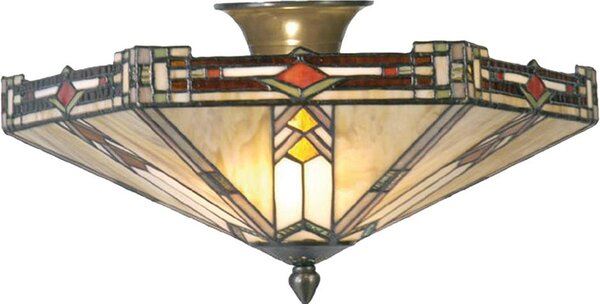 Clayre & Eef Lampada da soffitto Tiffany Ø 40x23 cm Beige Marrone Metallo