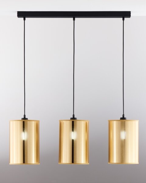 Jupiter 2092 - Lampadario sospeso su cavo CORTINA 3xE27/15W/230V oro/nero