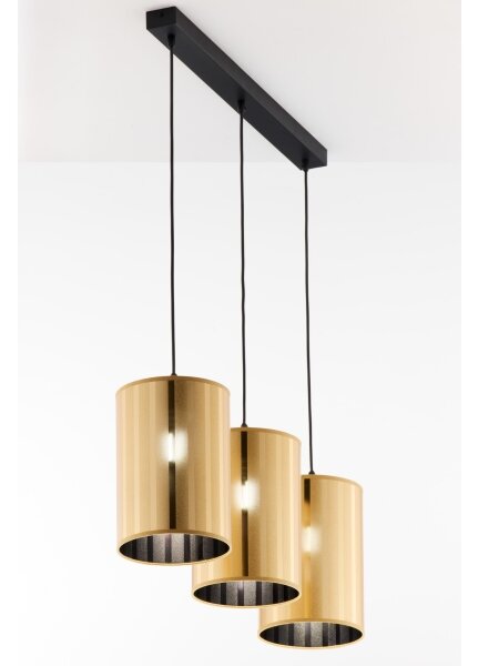 Jupiter 2092 - Lampadario sospeso su cavo CORTINA 3xE27/15W/230V oro/nero