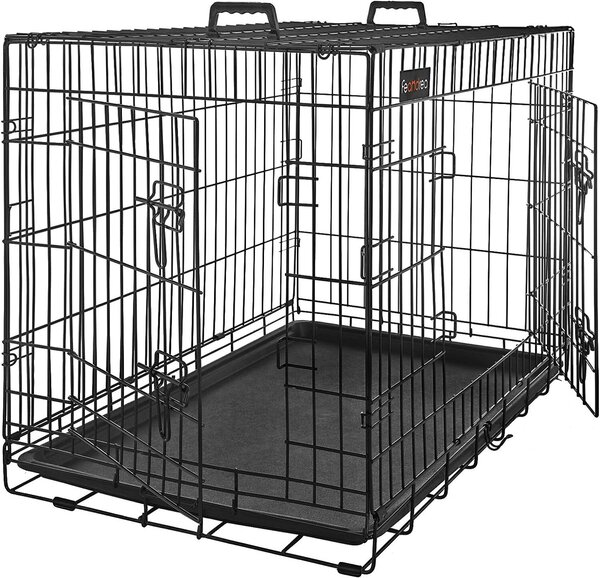 Gabbia per cani FEANDREA, box per cani, 2 porte, 107 x 70 x 77,5 cm, nero