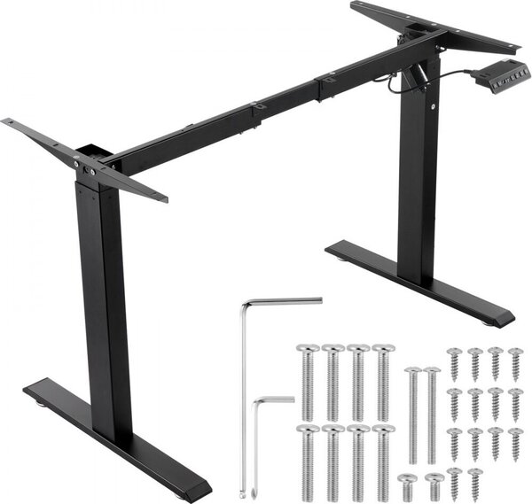 Telaio elettrico per scrivania - Altezza regolabile 70-117 cm, lunghezza 90-135 cm - Telaio ergonomico per scrivania fai da te per casa e ufficio - Solo telaio nero