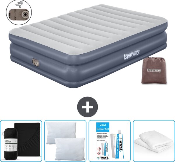 Materasso gonfiabile Bestway - 2 persone - 152 x 203 x 51 cm - Grigio - - Accessori inclusi
