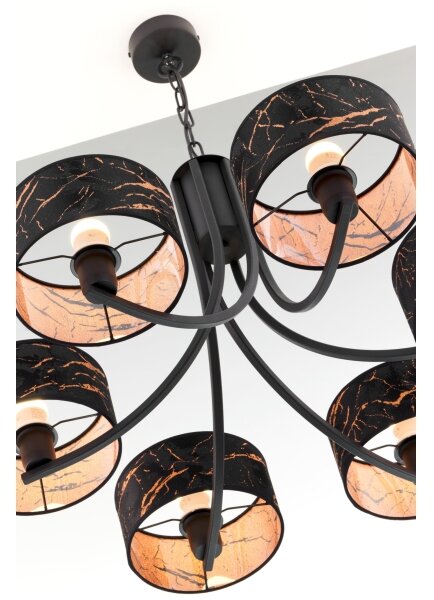 Jupiter 2108 - Lampadario a catena ARTHUR 6xE27/15W/230V nero/arancione/finitura effetto marmo
