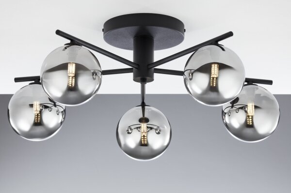 Jupiter 2048 - Lampadario a plafone PRATO 5xG9/14W/230V nero/grigio fumé