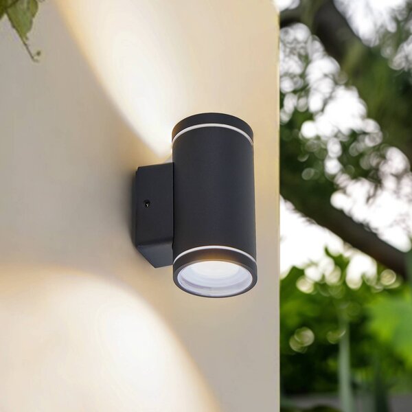 Lindby Smart Applique da esterno LED Valtin CCT RGB Tuya IP54 Lindby, dimmerabile, Nero, Acciaio Inox, Moderno