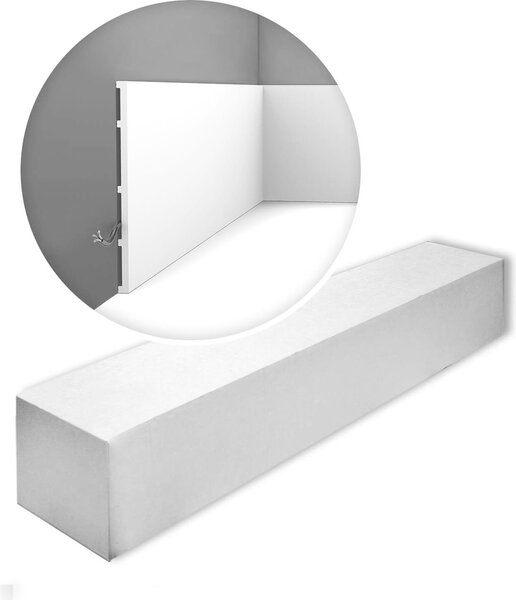 Orac Decor SX207-box MODERN SQUARE1 cartone con 10 strisce decorative Modanatura per pavimenti Modanatura per pareti striscia decorativa moderna colore bianco | 20 m