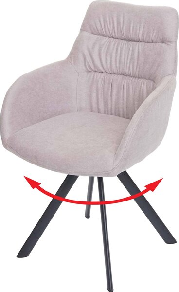 Sedia da pranzo HWC-J69, sedia da cucina Sedia con braccioli, posizione girevole automatica, velluto ~ crema-beige