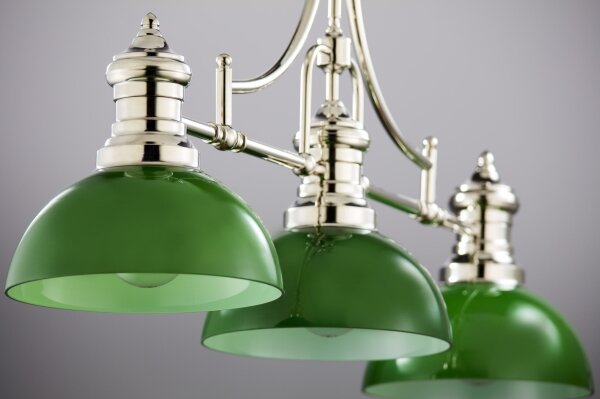 Jupiter 2072 - Lampadario su asta PLATINO 3xE27/15W/230V verde/cromo lucido