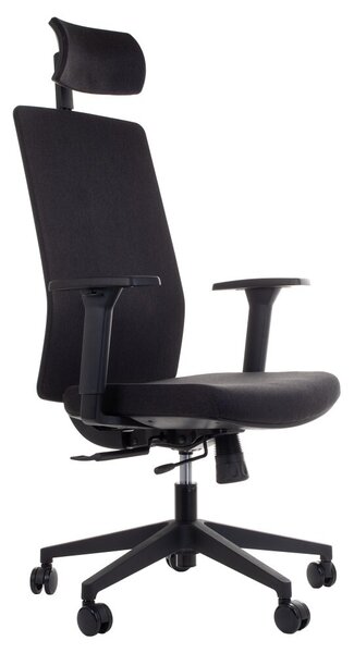 Sedia da ufficio girevole ergonomica ZN-807-B, braccioli regolabili, poggiatesta, sedile scorrevole (avanti-indietro), nero