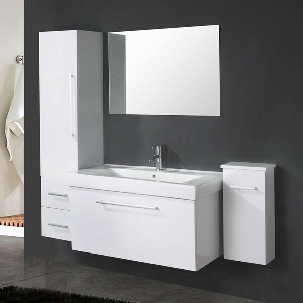 Mobile bagno arredo bagno 100 cm lavabo e colonne incluse – White London