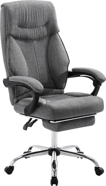 Happyment Sedia ergonomica da ufficio - Con poggiapiedi - Regolabile in altezza - Su rotelle - Per adulti - Grigio - Tessuto