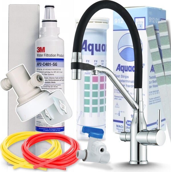 Rubinetto da cucina a 3 vie Ari Magneto con doccetta estraibile, beccuccio girevole 360 gradi, per acqua filtrata, cromato