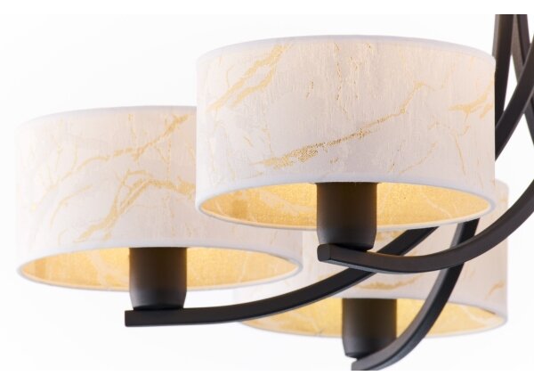 Jupiter 2105 - Lampadario con catena ARTHUR 6xE27/15W/230V bianco/nero/finitura effetto marmo