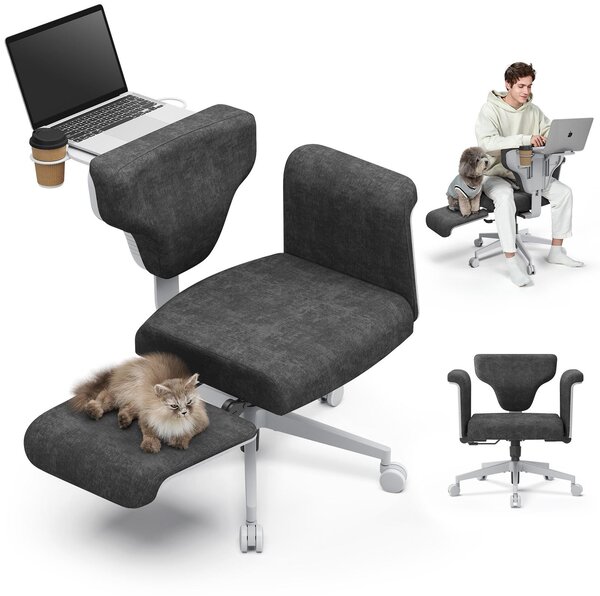 Newtral Freedom-X FB Sedia da ufficio multiposizione con gambe incrociate con tavoletta per computer portatile per casa e ufficio con ruote e supporti Dunkelgrau