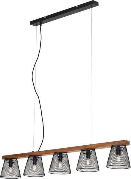 Lampada a sospensione lampada retrò effetto griglia 5x E14 25 W metallo-legno Briloner