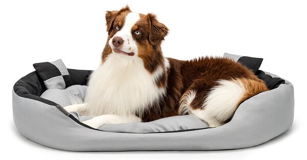 Lettino per cani lionto, elegante cesto per cani 4 in 1, idrorepellente, antigraffio e di facile manutenzione, 110x80 cm, grigio/nero