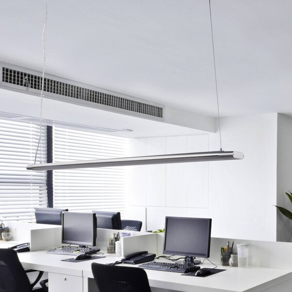 Lampada LED a sospensione Arcchio Vinca, 120 cm, 3.450 lm, 4.000 K Vinca, Alluminio / Grigio / Zincato, Studio / Ufficio, Plastica, Moderno