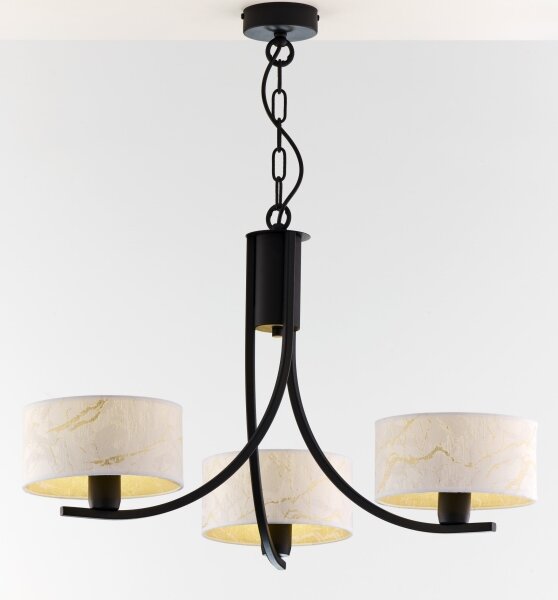 Jupiter 2103 - Lampadario a catena ARTHUR 3xE27/15W/230V bianco/nero/finitura effetto marmo