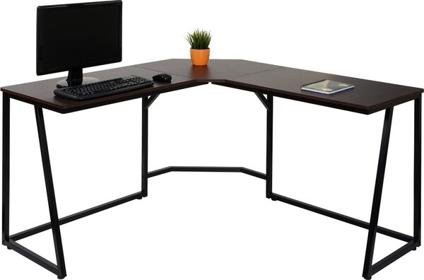 Scrivania angolare MCW-K66, scrivania per computer, certificata MVG 76x140x140 cm, MDF metallo ~ marrone scuro