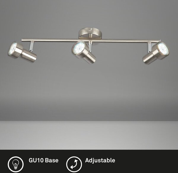 Lampada da soffitto LED Spot 3xGU10 orientabile 3000K 12W nichel opaco Briloner